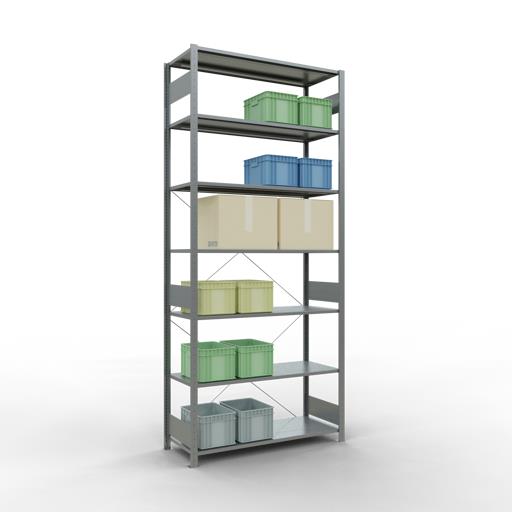 Stecksystem Grundregal, MULTIplus 150 kg, einseitig nutzbar (Kreuzstreben)