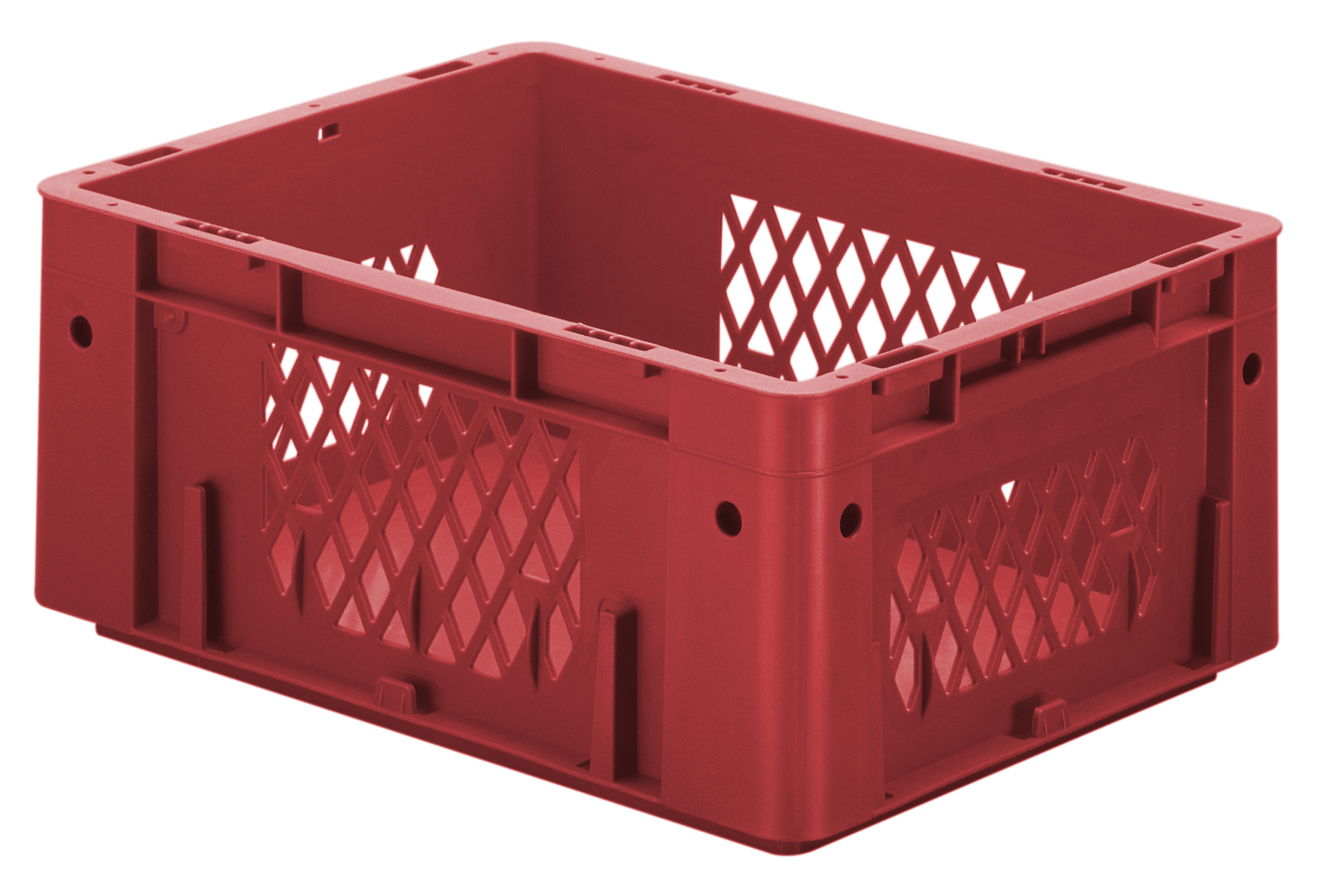 4 Stück Schwerlast-Stapelkasten VTK, L400 x B300 mm, Wände durchbrochen