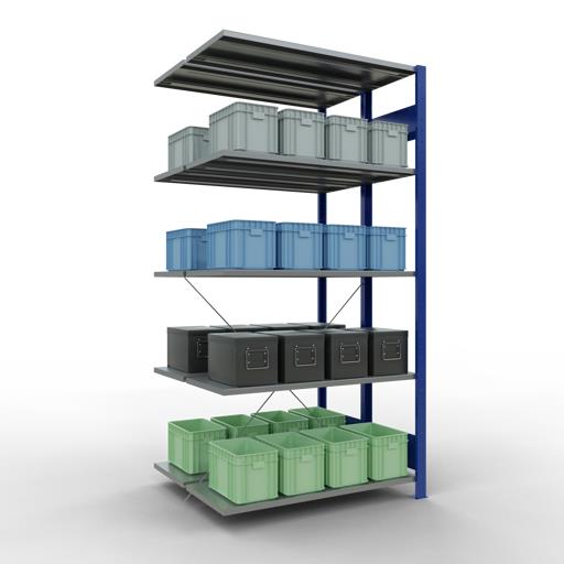 Stecksystem Doppel-Anbauregal, MULTIplus 150 kg, mit Kreuzstreben