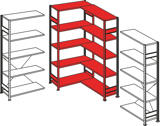 Stecksystem Eckregal, MULTIplus, 150 kg Fachlast