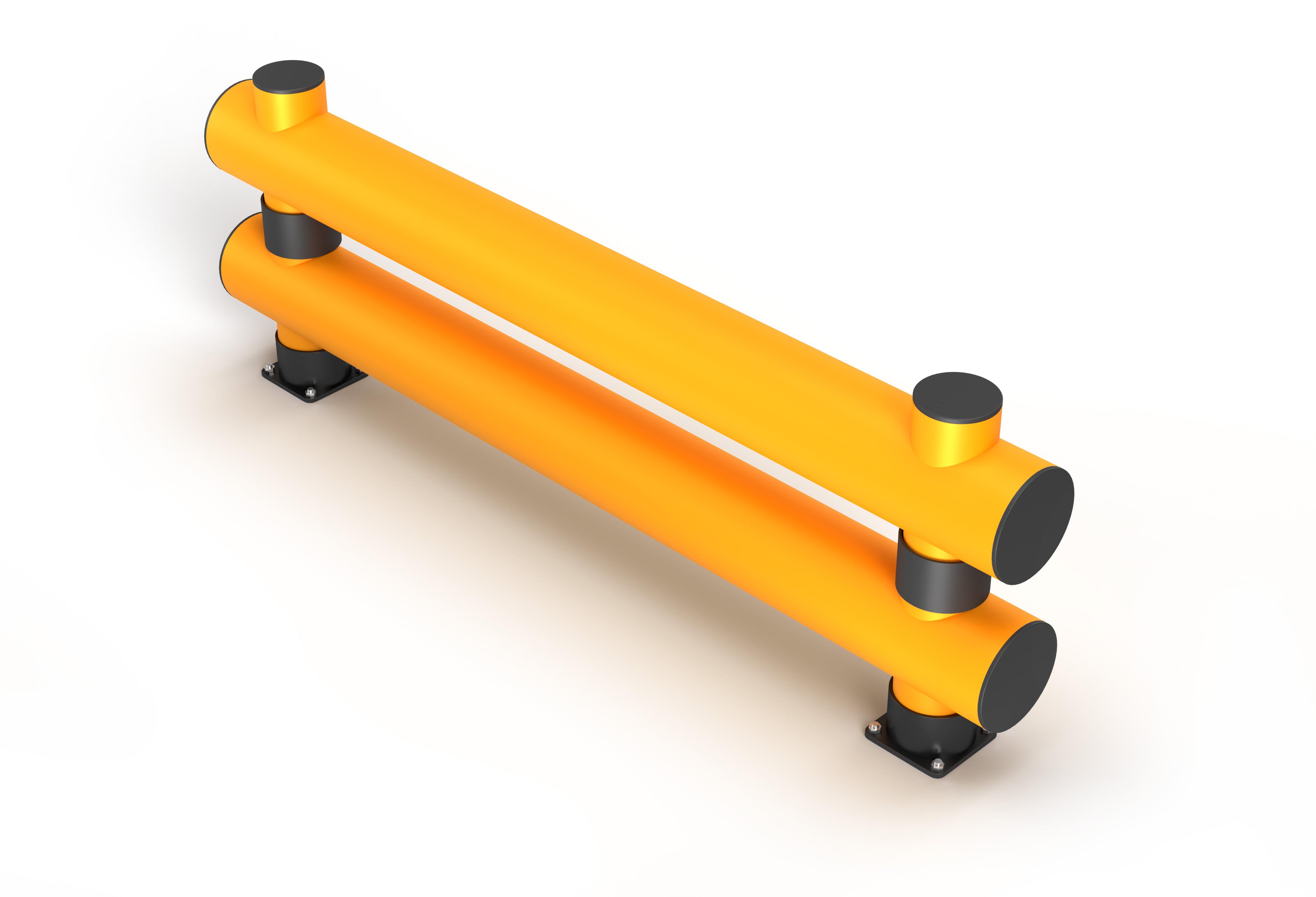 Rammschutzbarriere Doppelplanke, H 690 mm