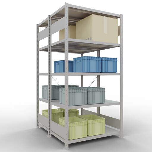 Stecksystem Doppel-Grundregal, MULTIplus 250 kg, mit Kreuzstreben