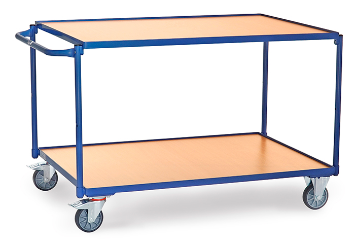 Leichter Tischwagen, Tragkraft 300 kg, 2 Etagen, gerader Bügel
