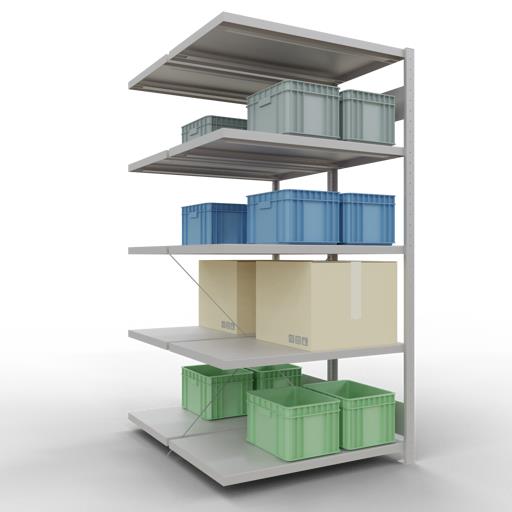 Stecksystem Doppel-Anbauregal, MULTIplus 250 kg, mit Kreuzstreben