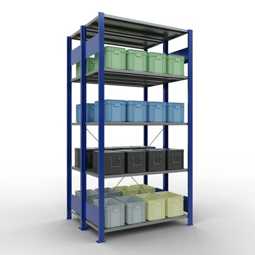 Stecksystem Doppel-Grundregal, MULTIplus 150 kg, mit Kreuzstreben