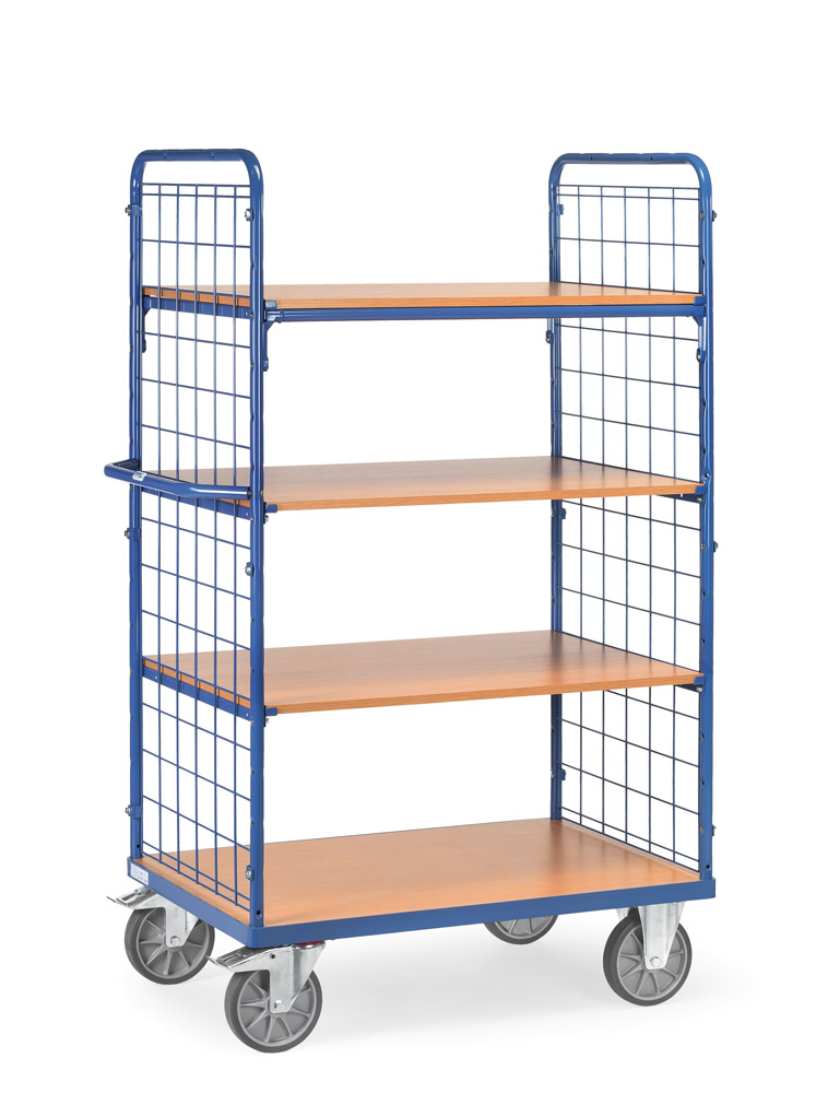 Etagenwagen mit Gitter-Stirnseiten, 4 Etagen, Tragkraft 600 kg
