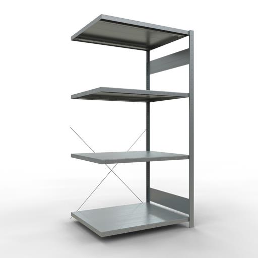 Stecksystem Anbauregal, MULTIplus 330 kg, einseitig nutzbar (Kreuzstreben)