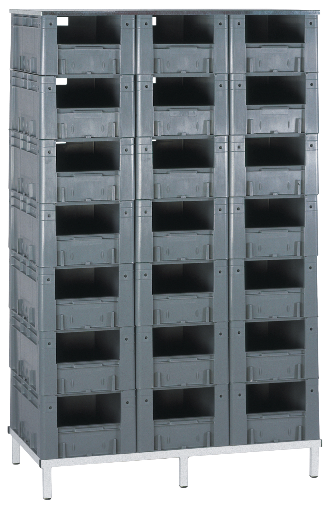 Stationäres VTK-Sichtlagerkasten-Regal (L1215 x B607 mm)