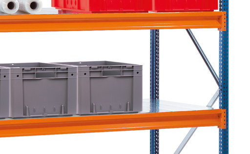 W100 - Weitspannregal mit Stahlpaneel-Böden - Für schwere Lasten