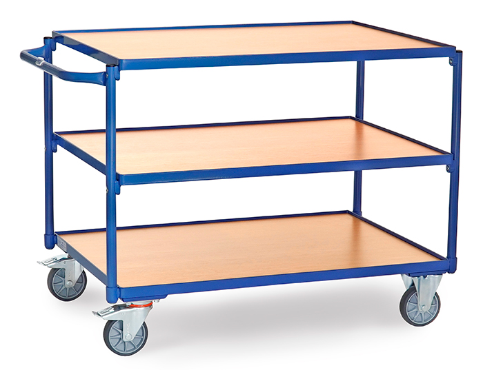 Leichter Tischwagen, Tragkraft 300 kg, 3 Etagen, gerader Bügel