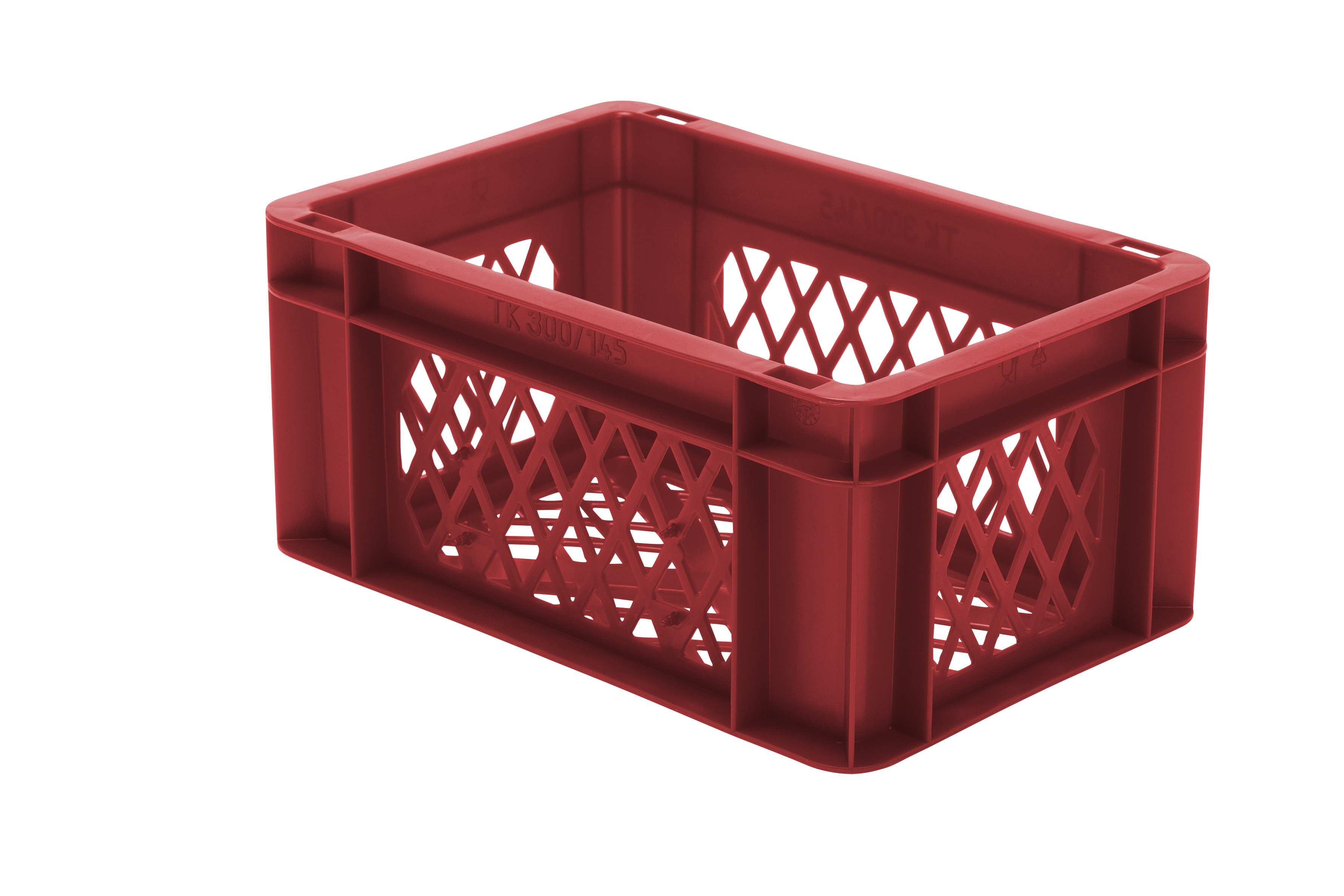 8 Stück Transport-Stapelkasten TK, L300 x B200 mm, Wände & Boden durchbrochen