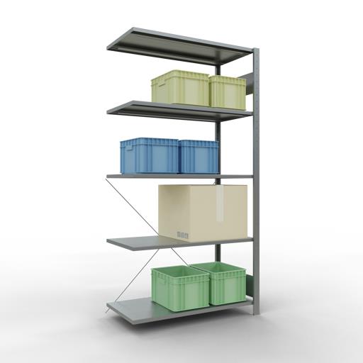 Stecksystem Anbauregal, MULTIplus 150 kg, einseitig nutzbar (Kreuzstreben)