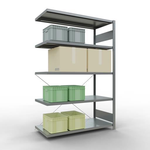 Stecksystem Anbauregal, MULTIplus 250 kg, einseitig nutzbar (Kreuzstreben)